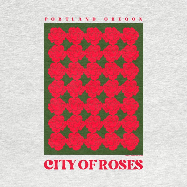 Portland, Oregon - City Of Roses (Green & Red) by JP Studio